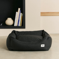 Rectangular Bolster Dog Bed with Cushioned Base – Dark Charcoal